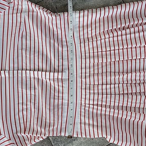 Marella Red Striped Collared Quiche Shirt Dress With Pockets Sz 14 - Picture 12 of 14